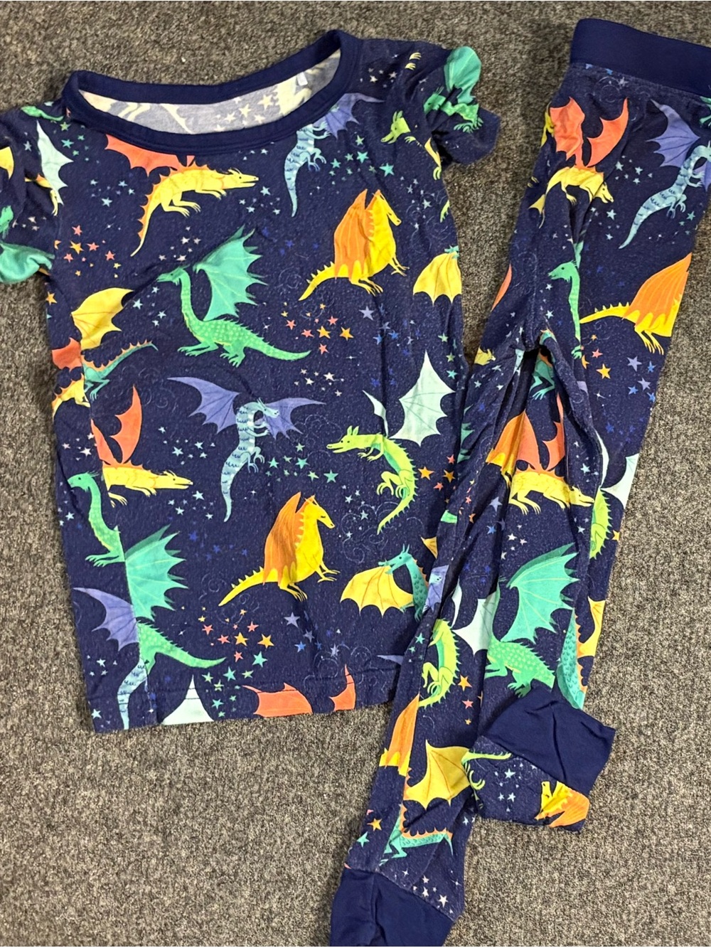 Little Sleepies Navy Dragon Print Pajama Set - Multicolor Dragons